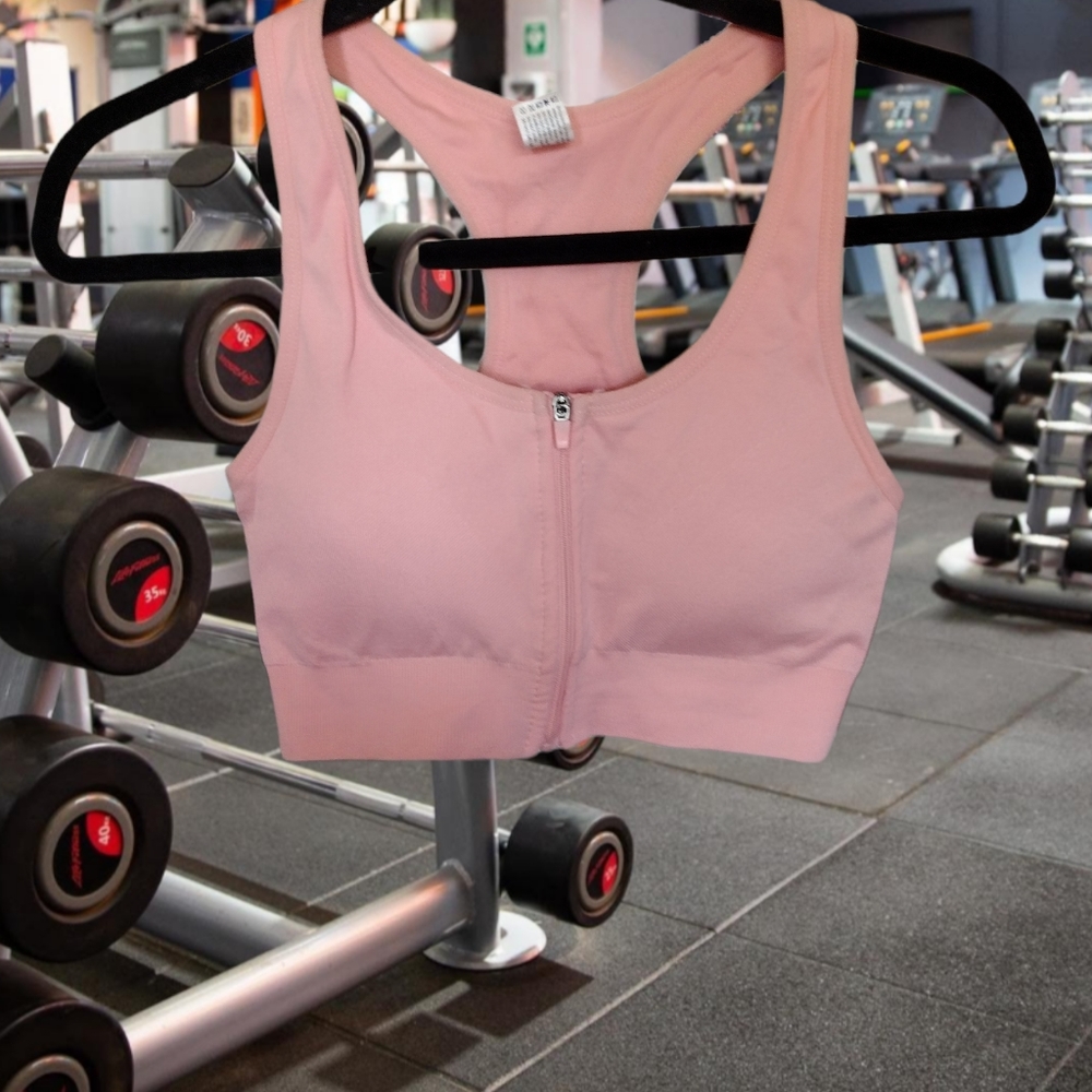 90 degrees by Reflex Peach Front Zip Sports Bra
